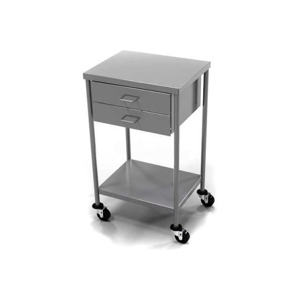 Aero AERO Stainless Steel Anesthesia Utility Table with 2 Drawers & Flat Top Shelf CSD-2-1620 - main